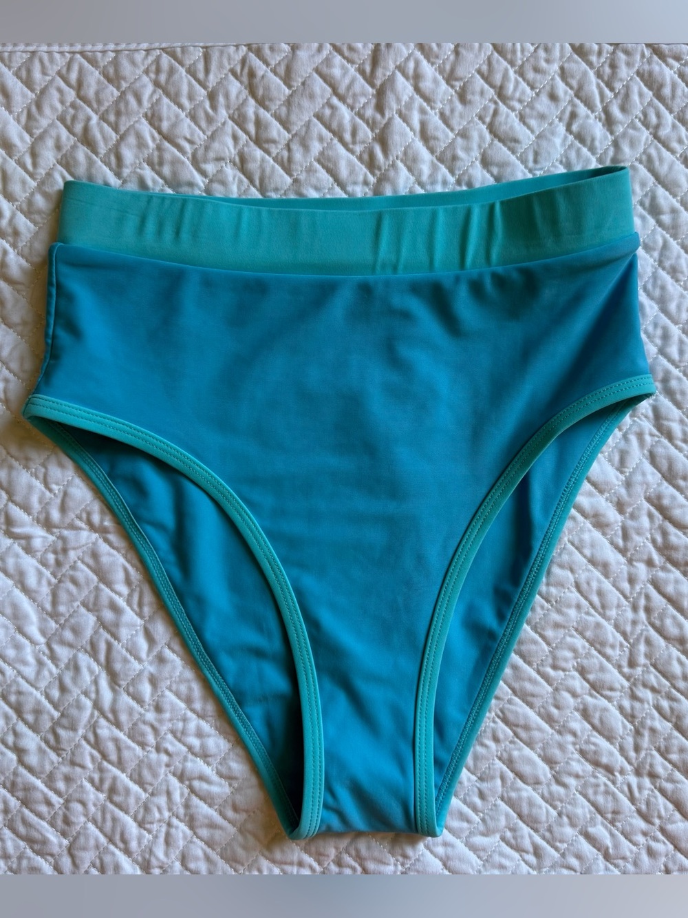 NWOT: Women’s Two-Tone Turquoise High-Waist Swim Bottom